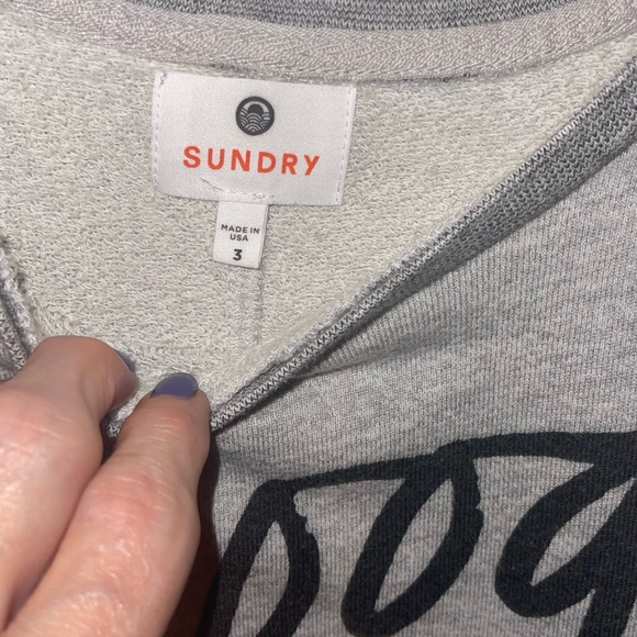 Sundry SweatShirt - Heather Grey Color with Good Vibes graphic on the front. - Picture 7 of 9